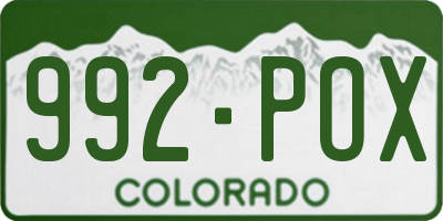 CO license plate 992POX