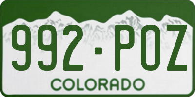 CO license plate 992POZ