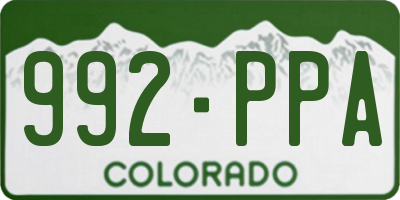 CO license plate 992PPA