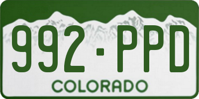 CO license plate 992PPD