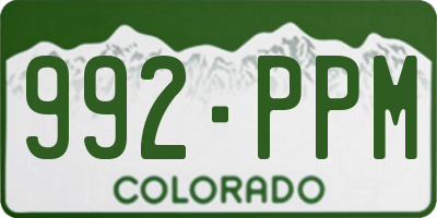 CO license plate 992PPM