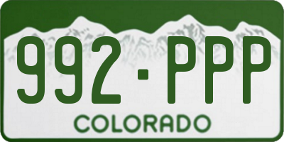 CO license plate 992PPP