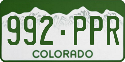 CO license plate 992PPR
