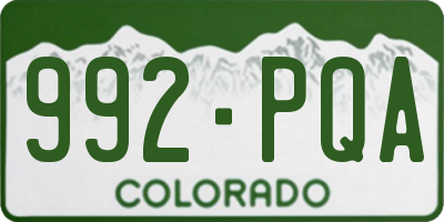 CO license plate 992PQA