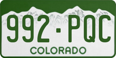 CO license plate 992PQC