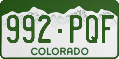 CO license plate 992PQF