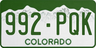 CO license plate 992PQK