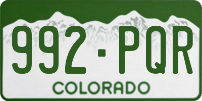 CO license plate 992PQR