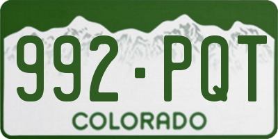 CO license plate 992PQT