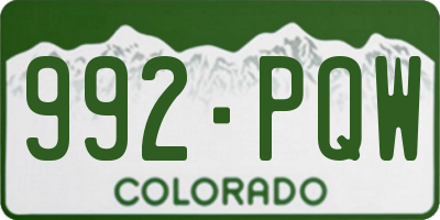 CO license plate 992PQW