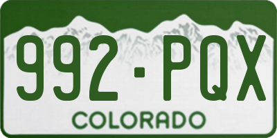 CO license plate 992PQX