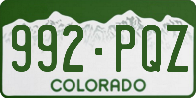 CO license plate 992PQZ