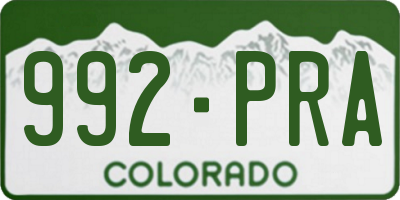 CO license plate 992PRA