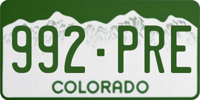 CO license plate 992PRE