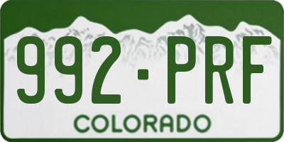 CO license plate 992PRF