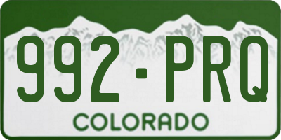 CO license plate 992PRQ
