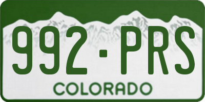 CO license plate 992PRS