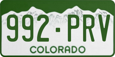 CO license plate 992PRV