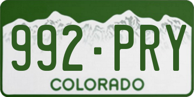 CO license plate 992PRY