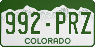 CO license plate 992PRZ