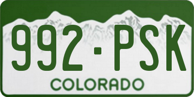 CO license plate 992PSK
