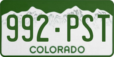 CO license plate 992PST