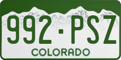 CO license plate 992PSZ