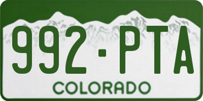 CO license plate 992PTA