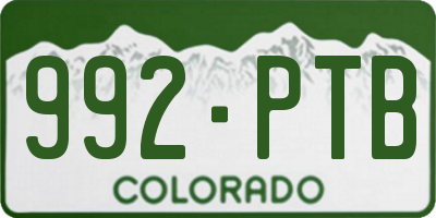 CO license plate 992PTB
