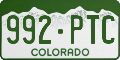 CO license plate 992PTC