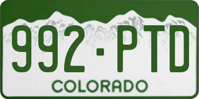 CO license plate 992PTD