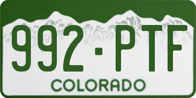 CO license plate 992PTF