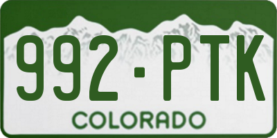 CO license plate 992PTK