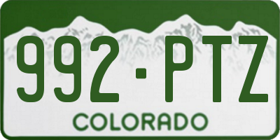 CO license plate 992PTZ