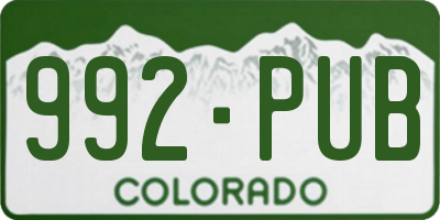 CO license plate 992PUB