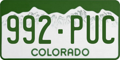 CO license plate 992PUC