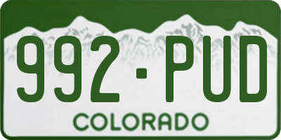 CO license plate 992PUD