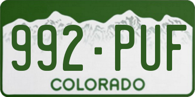 CO license plate 992PUF