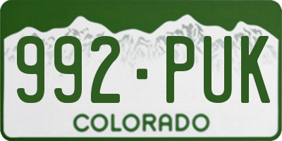 CO license plate 992PUK