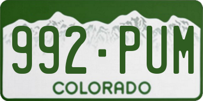 CO license plate 992PUM