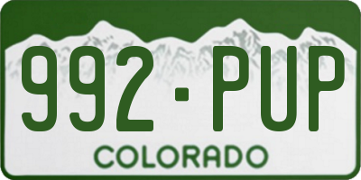 CO license plate 992PUP