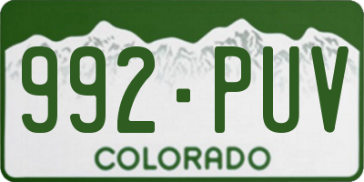 CO license plate 992PUV