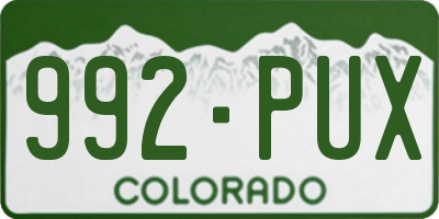 CO license plate 992PUX