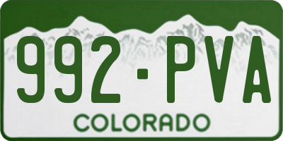 CO license plate 992PVA