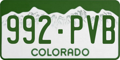 CO license plate 992PVB