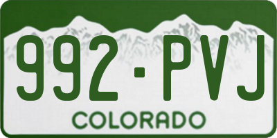 CO license plate 992PVJ