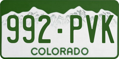 CO license plate 992PVK