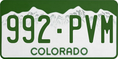 CO license plate 992PVM
