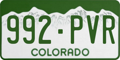 CO license plate 992PVR