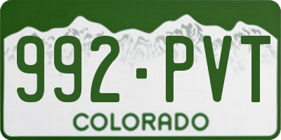 CO license plate 992PVT